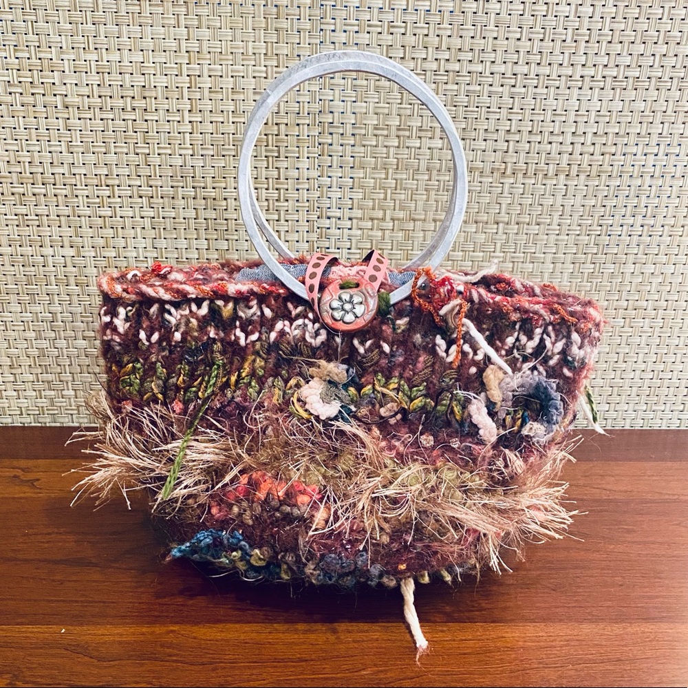 🌟HP🌟VTG 1990s Handmade Ring Handle Chunky Knit Bucket Bag by Miss Chickpea